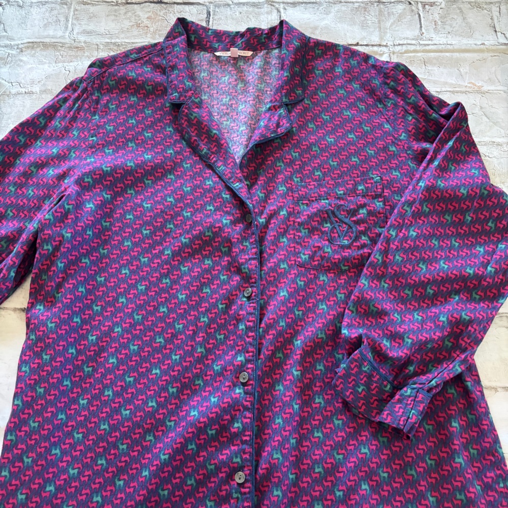 Victoria's Secret reindeer button-down sleep shirt